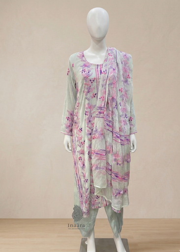 Chiffon Chikan Suit-3pc/Brown (copy)