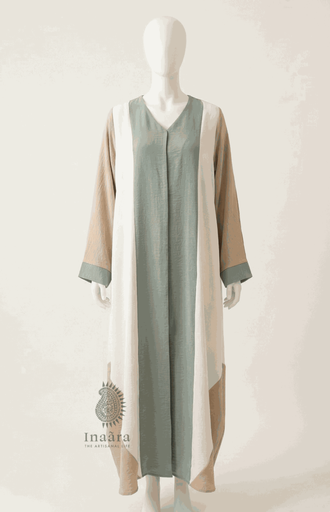 Shabnoor Abaya -  White/Blue