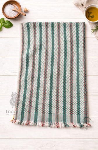 Handwoven Towel- Green Stripes