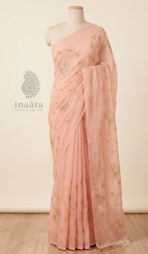 Gotta Patti Saree - Dusty rose