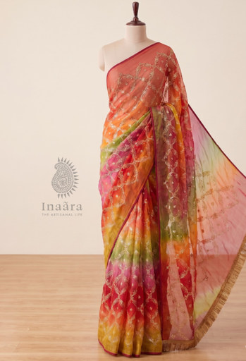 Rajput Style Jaal Work Georgette saree