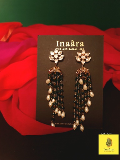 [inaara_sp00217] Exquisite Chandelier Jhumkas-Green