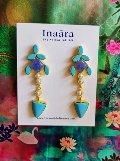 [inaara_sp00691] Turquoise fusion earrings