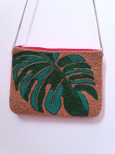 [inaara_sp00083] Beaded Clutch Purse-Orange