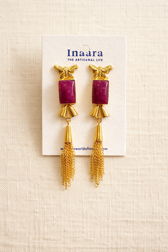 [inaara_sp00515] Gemstone Butterfly Earrings