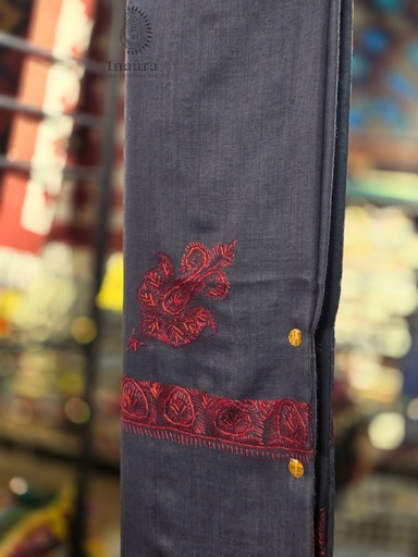 [inaara_sp00289] Handmade Semi-Pashmina Ghutra - Dark Grey
