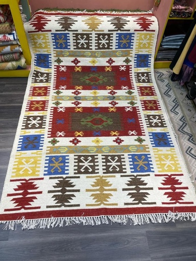 [inaara_sp00393] Meena Handwoven Dhurrie - Red(8x5ft)