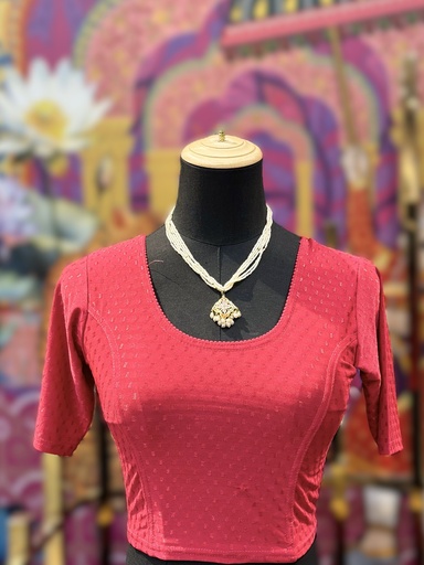 Crop Saree Blouse-Brick Red