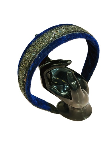 Baroque hand embroidered hairband-blue