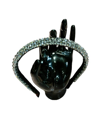 Handmade velvet beads with golden glass headband-green (copy)