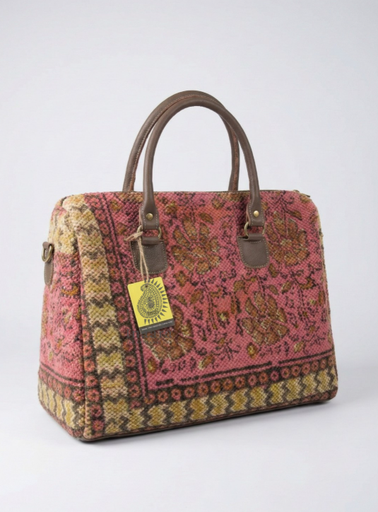 حقيبة دهري بنقشة سانغانيري – وردي