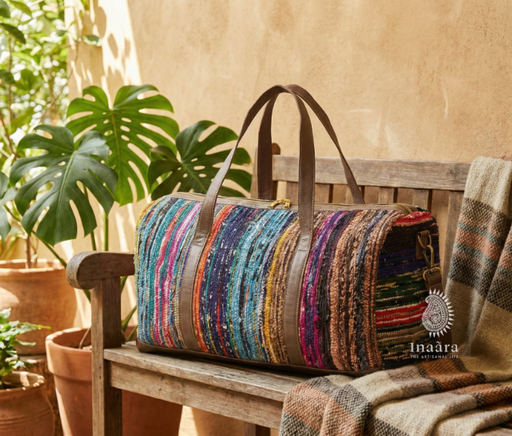 Sanganeri Print Dhurrie Bag-Leather Base (copy)