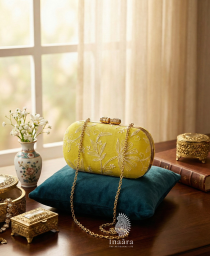 Fabric Clutch-Yellow