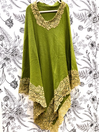 Lace Poncho-Moss Green