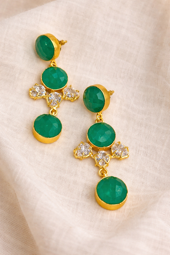 Coloured Quartz Dangling Earrings