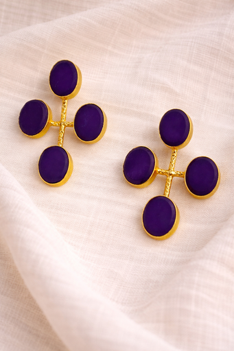 Quartz Criss Cross Earrings Blue