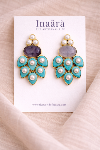 Natural Stones Peacock Eye Earrings
