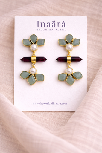 Moonstone with Turquoise &Pearl Earrings (copy)