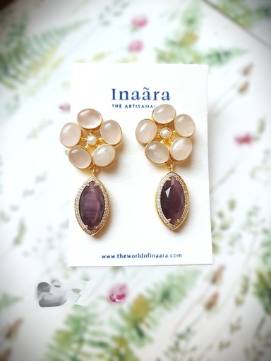 Jasper Burgundy Stone w/Pearls Earring (copy)