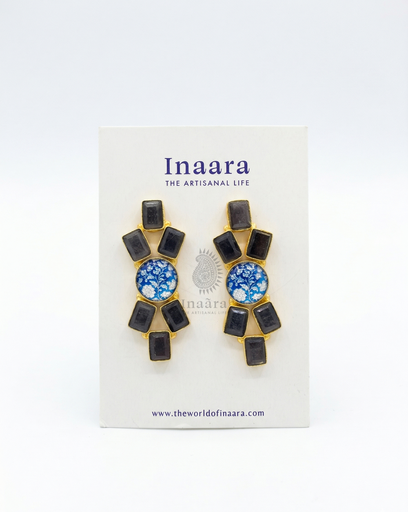 Athena Earrings w/Enamel-Black