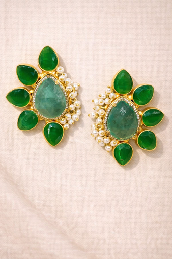 Aventurine Statement Studs