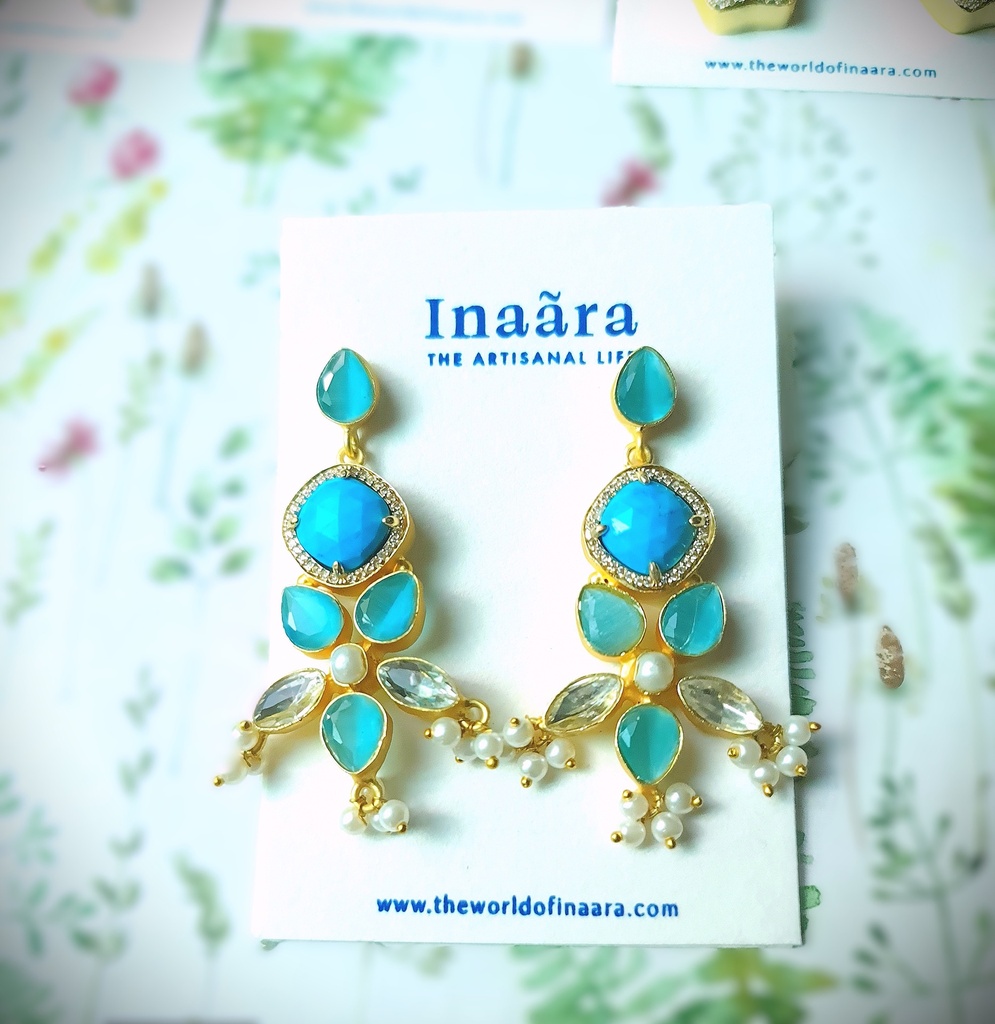 Blue tones Artisanal Gemstone Earrings