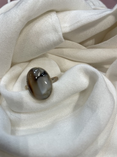 Aqeeq Stone Silver Polish Ring