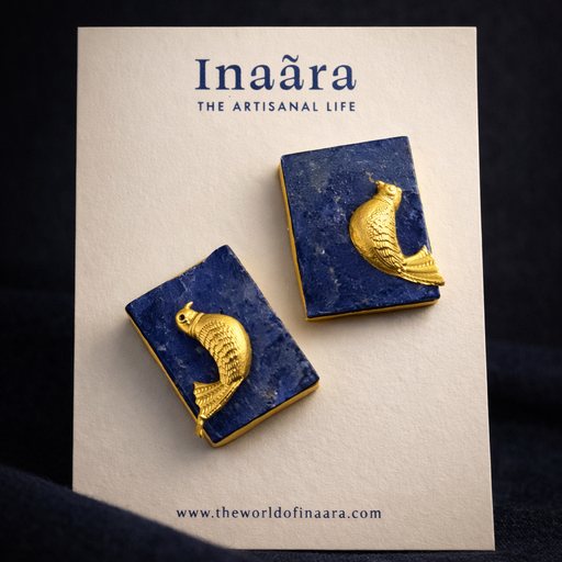 Statement Raw Lapiz Lazuli Birdie Studs