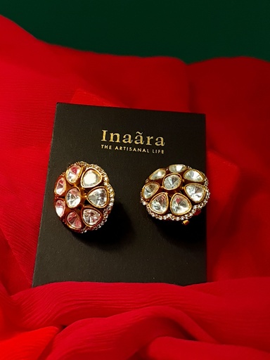 Floral Polki Stud Earrings
