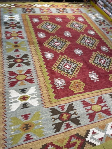 Ziyana Handwoven Dhurrie(9x6ft)-YLWRed