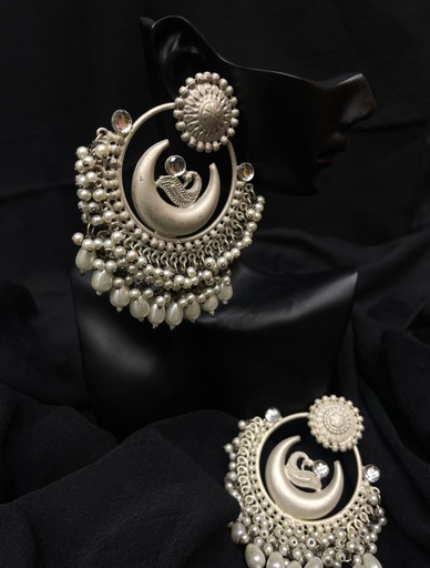 Brass White Dual Tone Oxidized Earrings (copy)