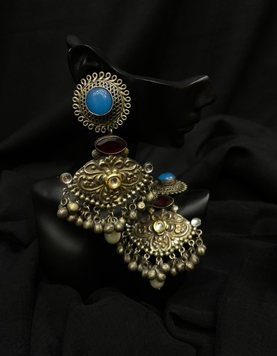 Dual-Tone Oxidized&Gold-Plated Paisley Earrings (copy)