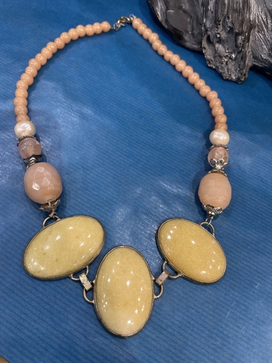 Round Opal Oxidized Necklace