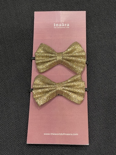 Pigtail Hair Bows- Gold