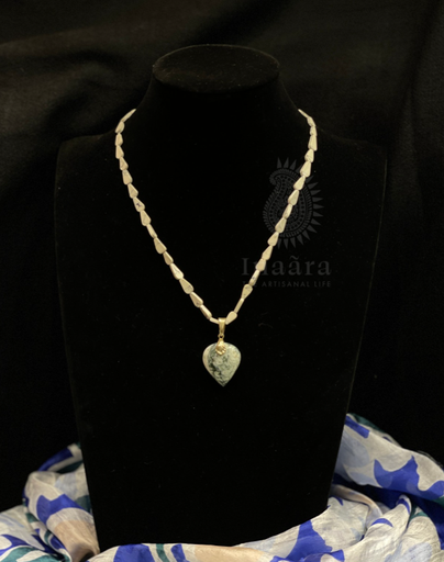 Natural Jade Necklace w/ Heart Pendant