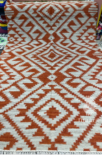 Handwoven Dhurrie- Orange (8x5ft)