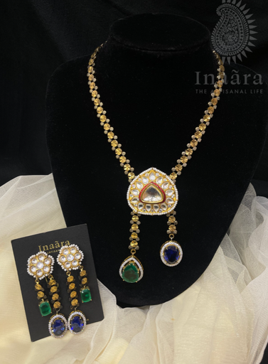 Gold-Toned Necklace w/Ghungroo Pendant Set (copy)