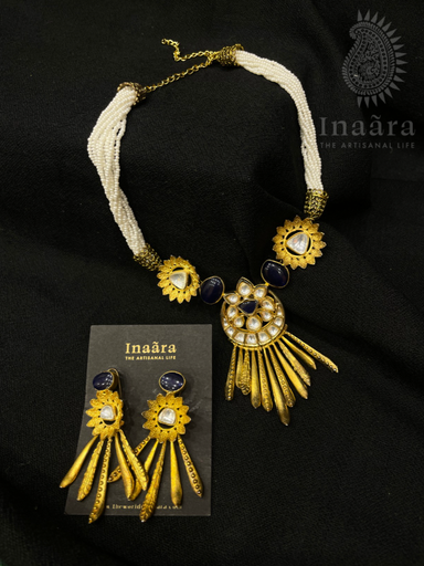 Gold-Toned Palakka Style Beaded Necklace Set