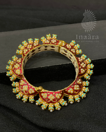 Oversized Pearl Meenakari Bangle- Sky Blue (copy)