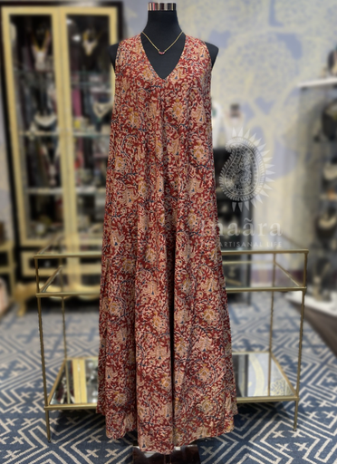 Kalamkari Maxi Dress- Red