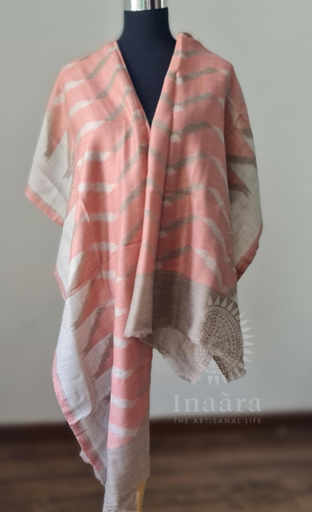 Fine Wool Stole- Peach/Brown