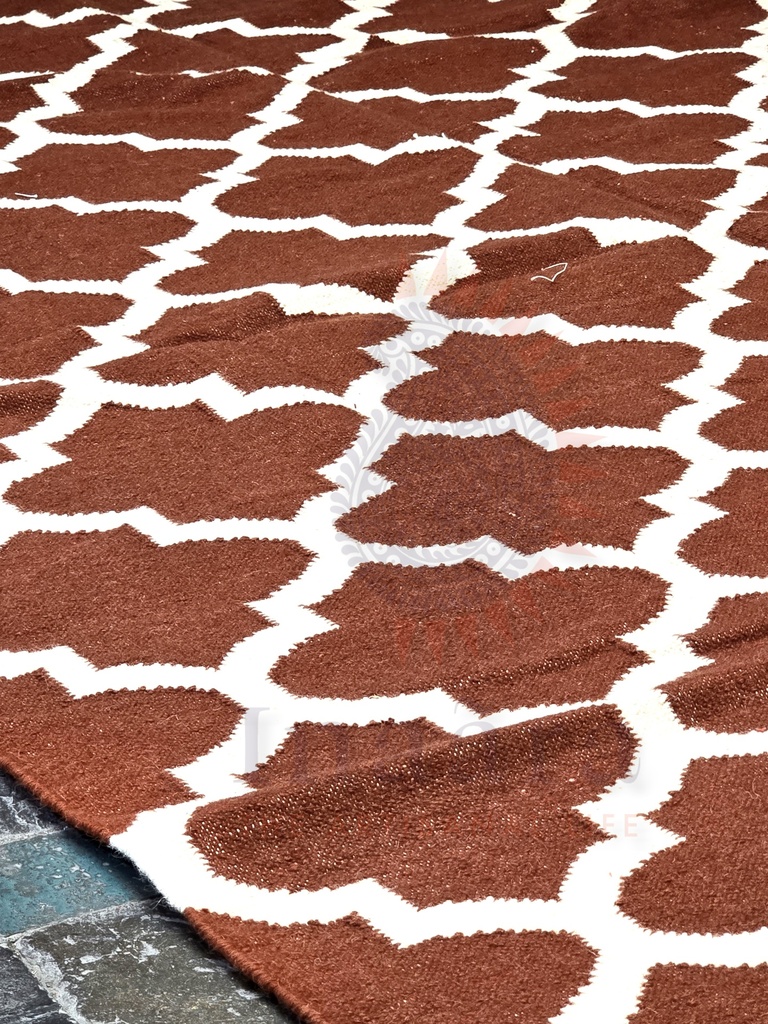 Jaali Patterned Rug Chocolate 8x5 Feet