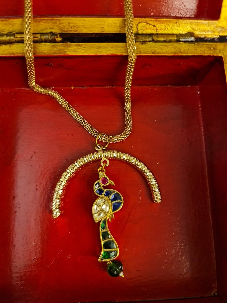 Stylized Kundan and Stone Pendant
