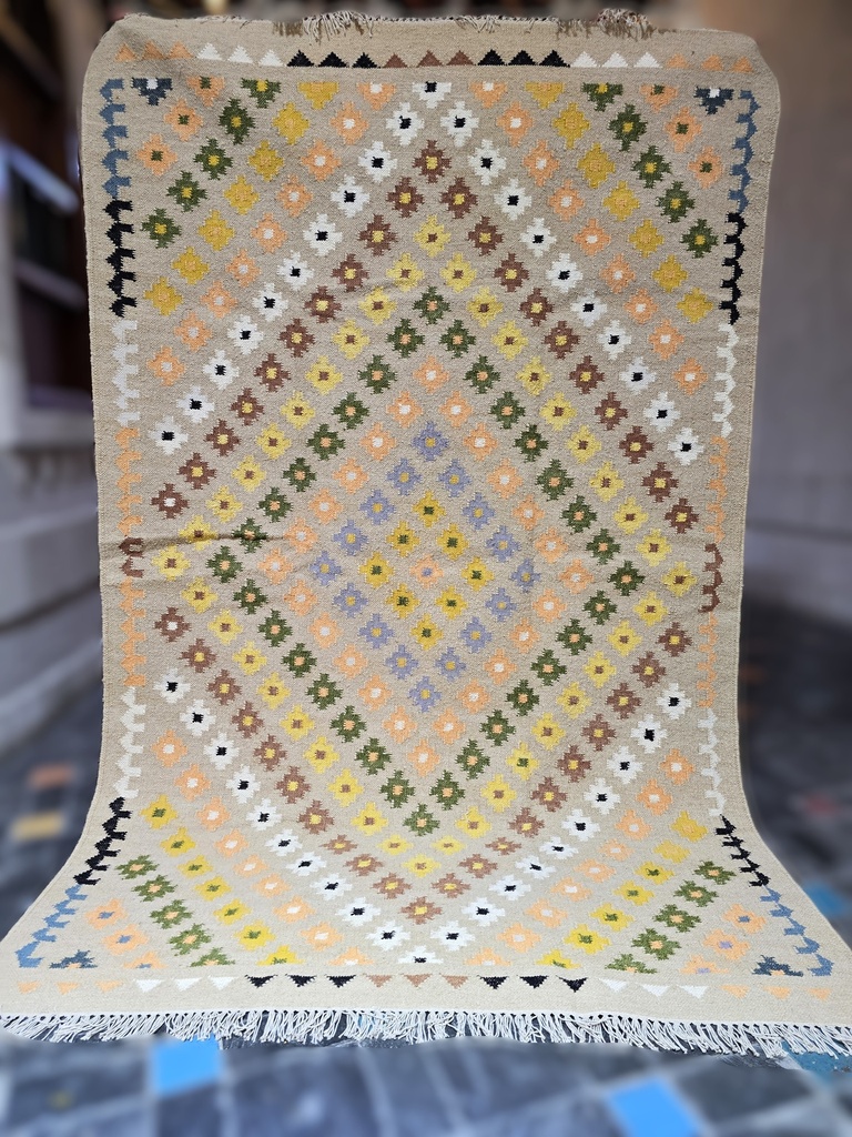 Heeralal Handwoven Dhurrie - Sand