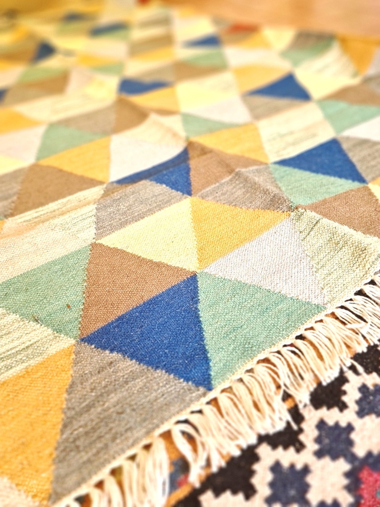 Pyramids Handwoven Rugs - blue