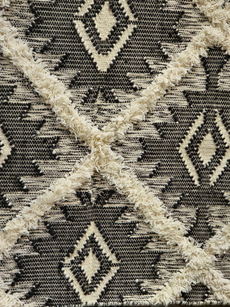 Shaggy Black Handwoven Rug