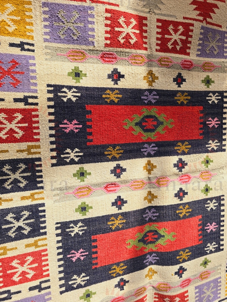 Meena Handwoven Dhurrie - Coral