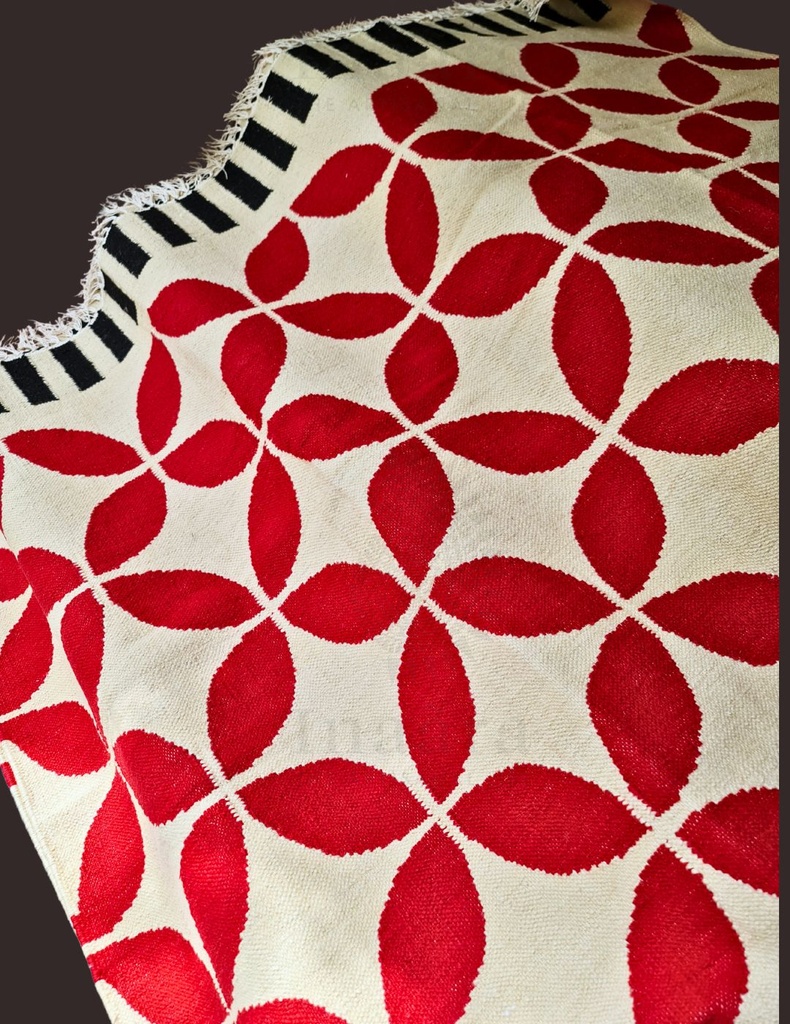 Meena Handwoven Dhurrie - Coral