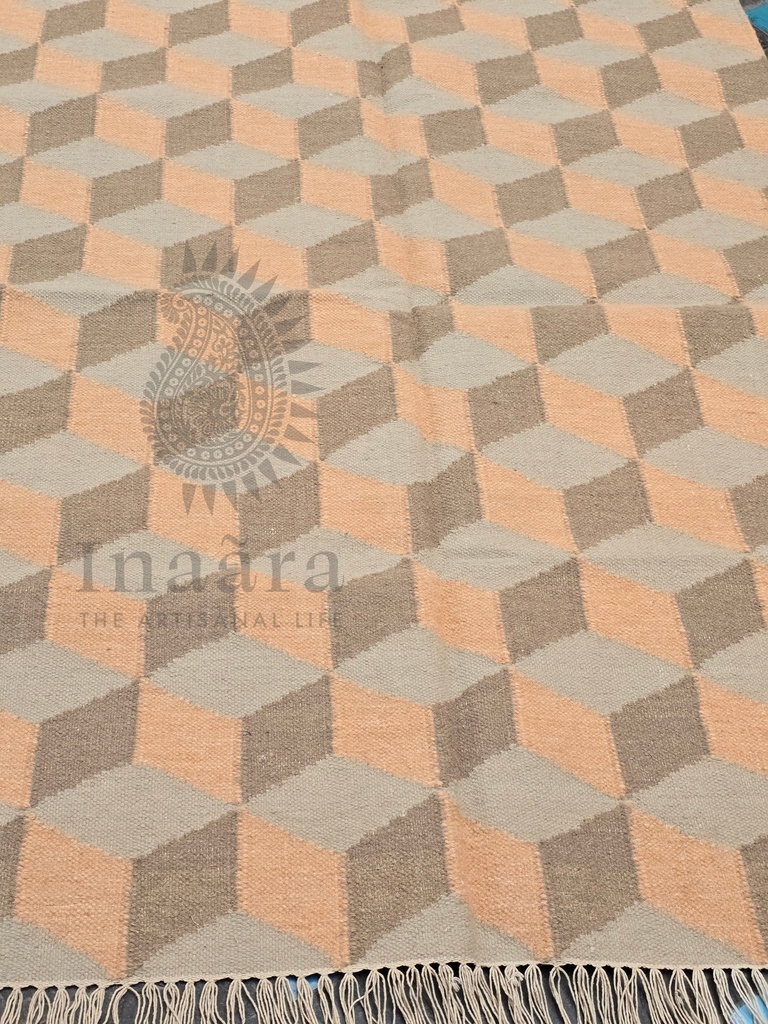 Meena Handwoven Dhurrie - Coral