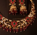 Vintage Polki Bib Necklace with Jhumkas